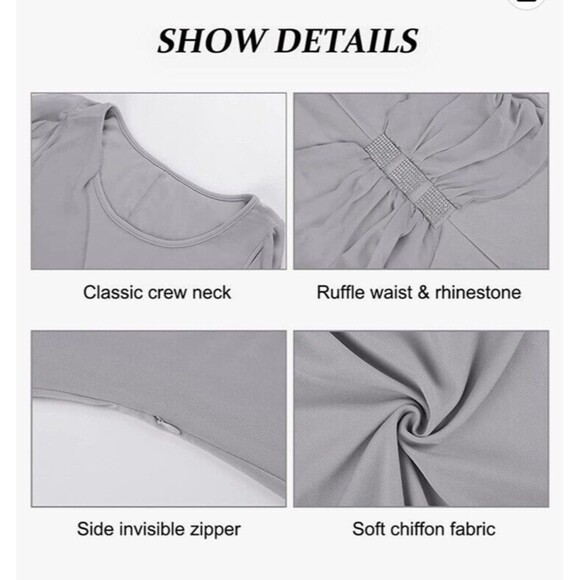 LALAGEN Women chiffon dress Sz 3XL ruffles flattering cap sleeve Dress - Picture 6 of 8